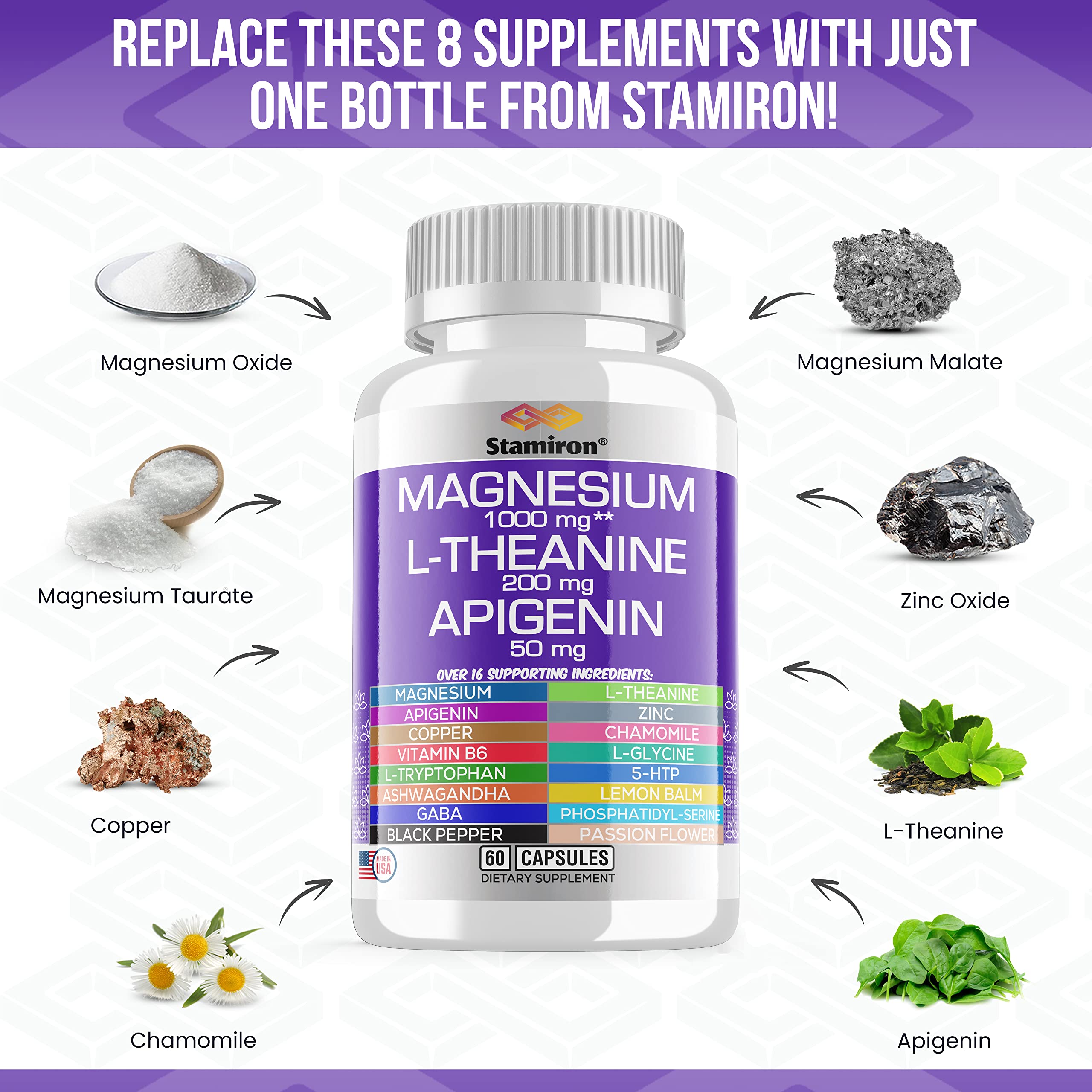 Stamiron Magnesium Complex: L-teanina y apigenina, apoyo suave