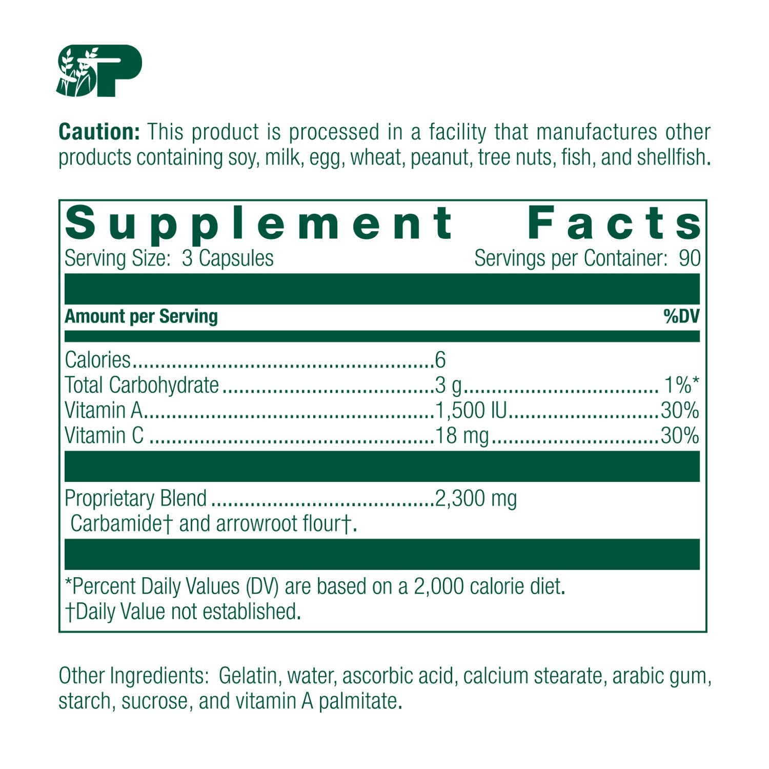 Standard Process A-C Carbamide: etiqueta clara con ingredientes y vitaminas clave.