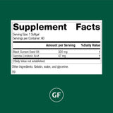 Standard Process Black Currant Seed Oil: botella con etiqueta que destaca GLA para bienestar general.