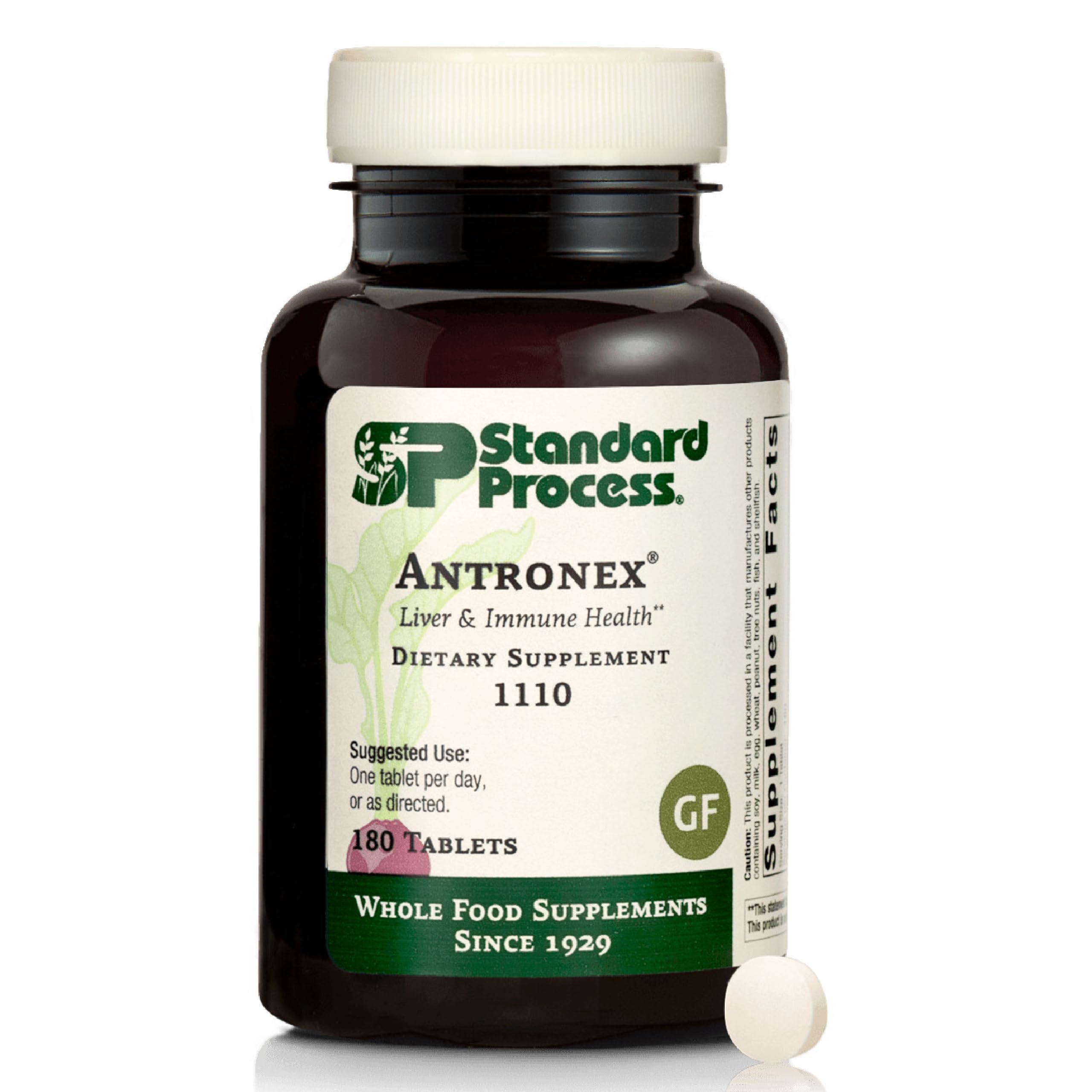 Antronex de Standard Process, botella con etiqueta clara para apoyo hepático
