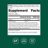 Standard Process Arginex: etiqueta de nutrientes con vitamina A antioxidante.