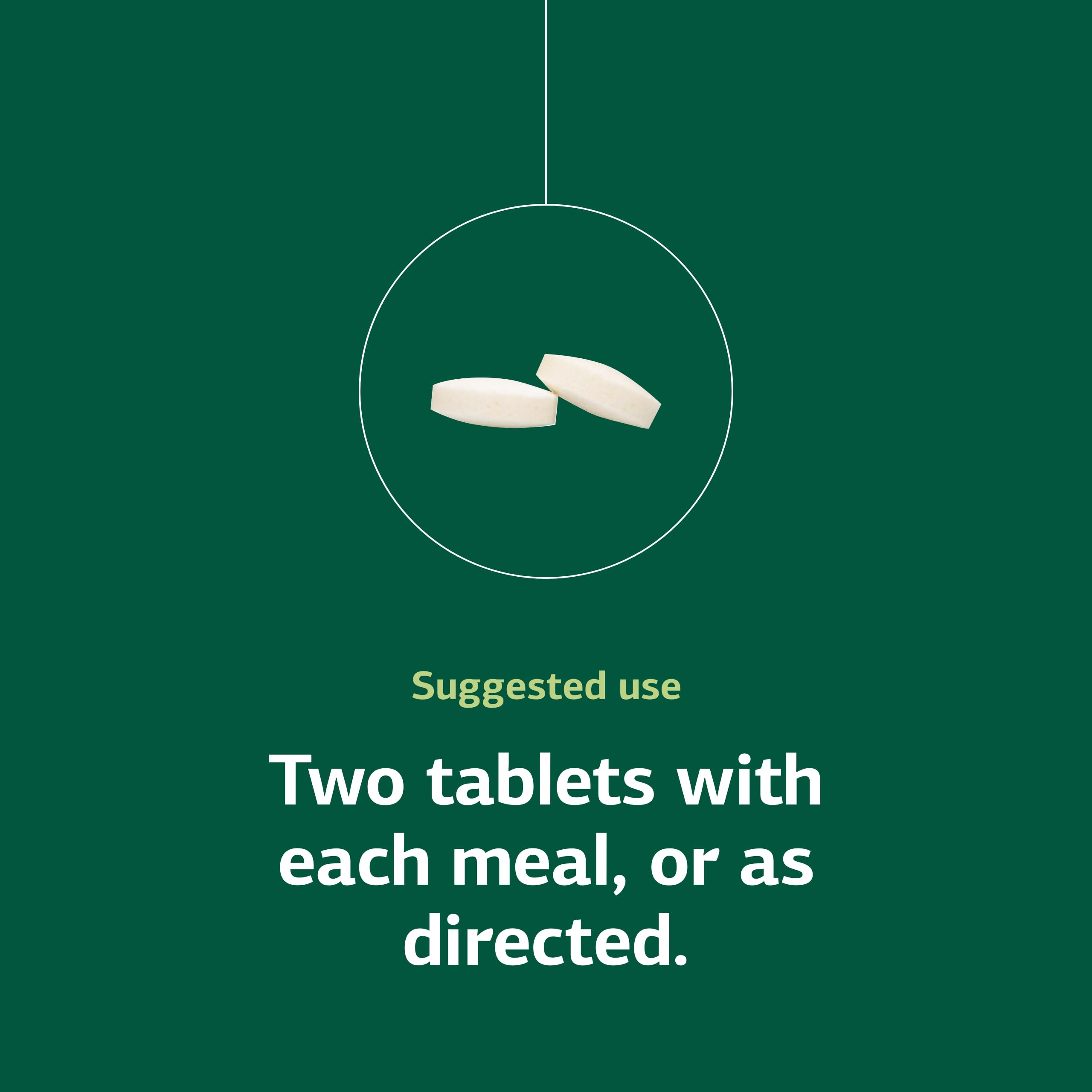 Muestra dosis diaria de tabletas para apoyo digestivo.