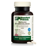 Betaína hidroclorhidrato de Standard Process, frasco frontal para soporte digestivo.