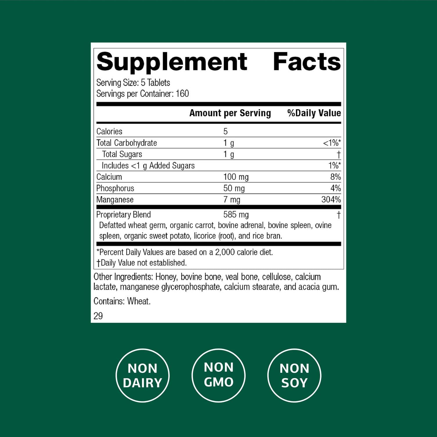Bio-Dent de Standard Process, etiqueta nutricional clara para información