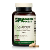 Calcifood Standard Process: botella con etiqueta visible y oblea lista para uso diario.