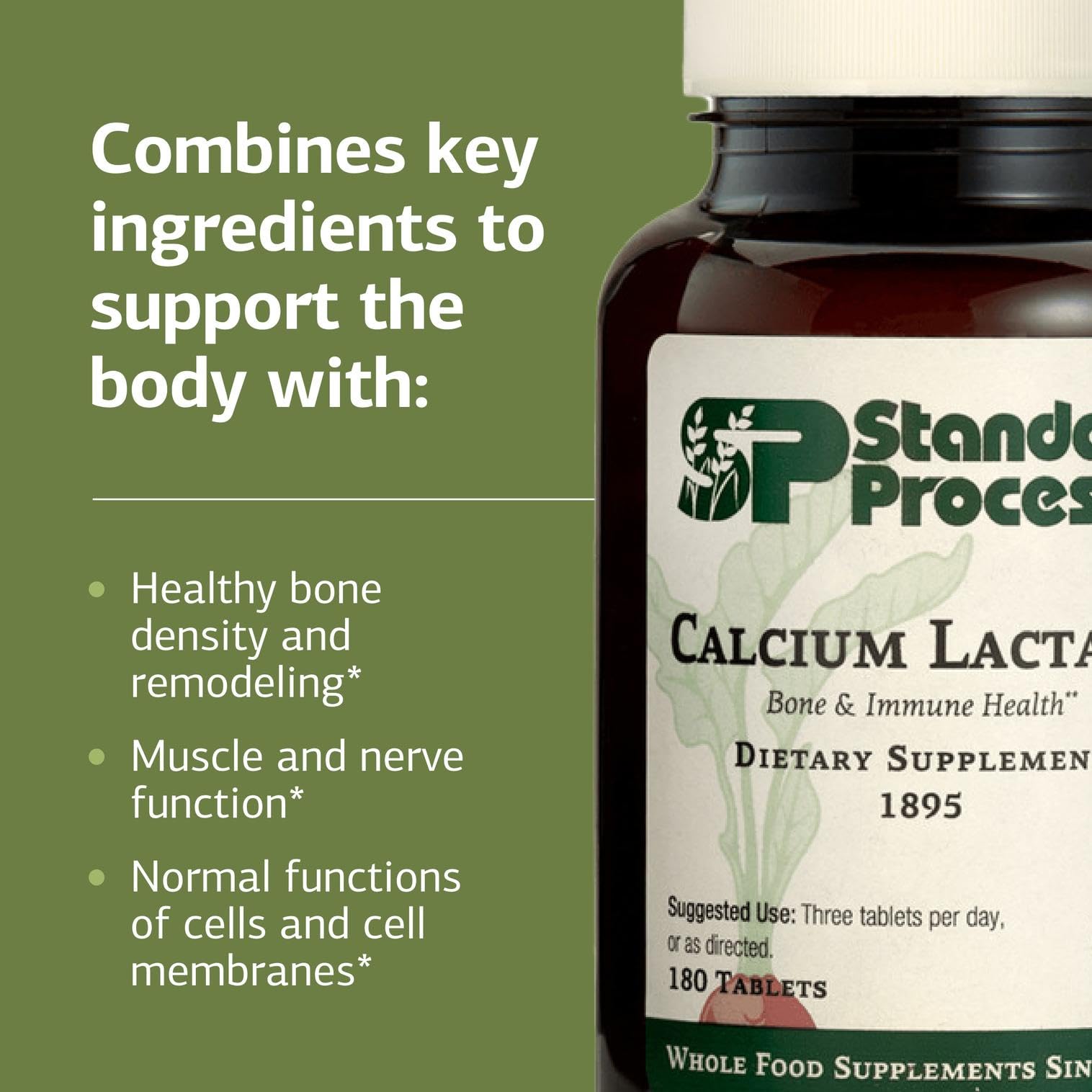 Etiqueta sin gluten de Calcio Lactato Standard Process.