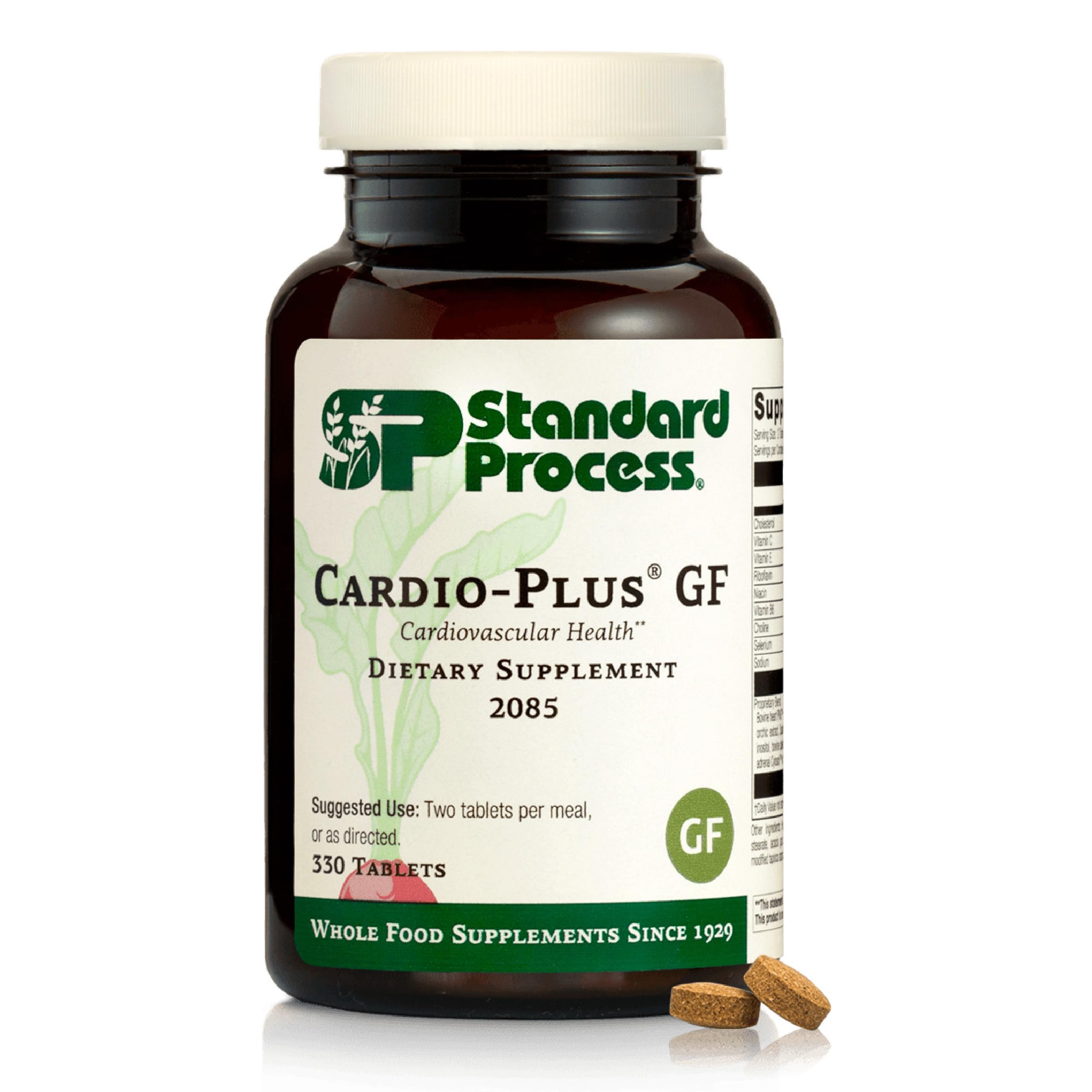 Standard Process Cardio-Plus GF envase principal con tabletas para salud cardiovascular.
