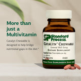 Catalyn masticable de Standard Process, envase iluminado, ofrece fuente de antioxidantes para la salud cotidiana.