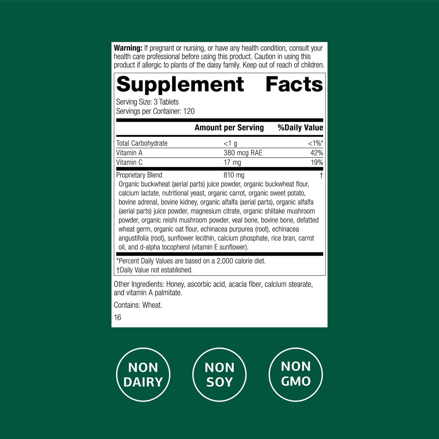Standard Process Cataplex A-C-P, etiqueta frontal, información clara de vitaminas.