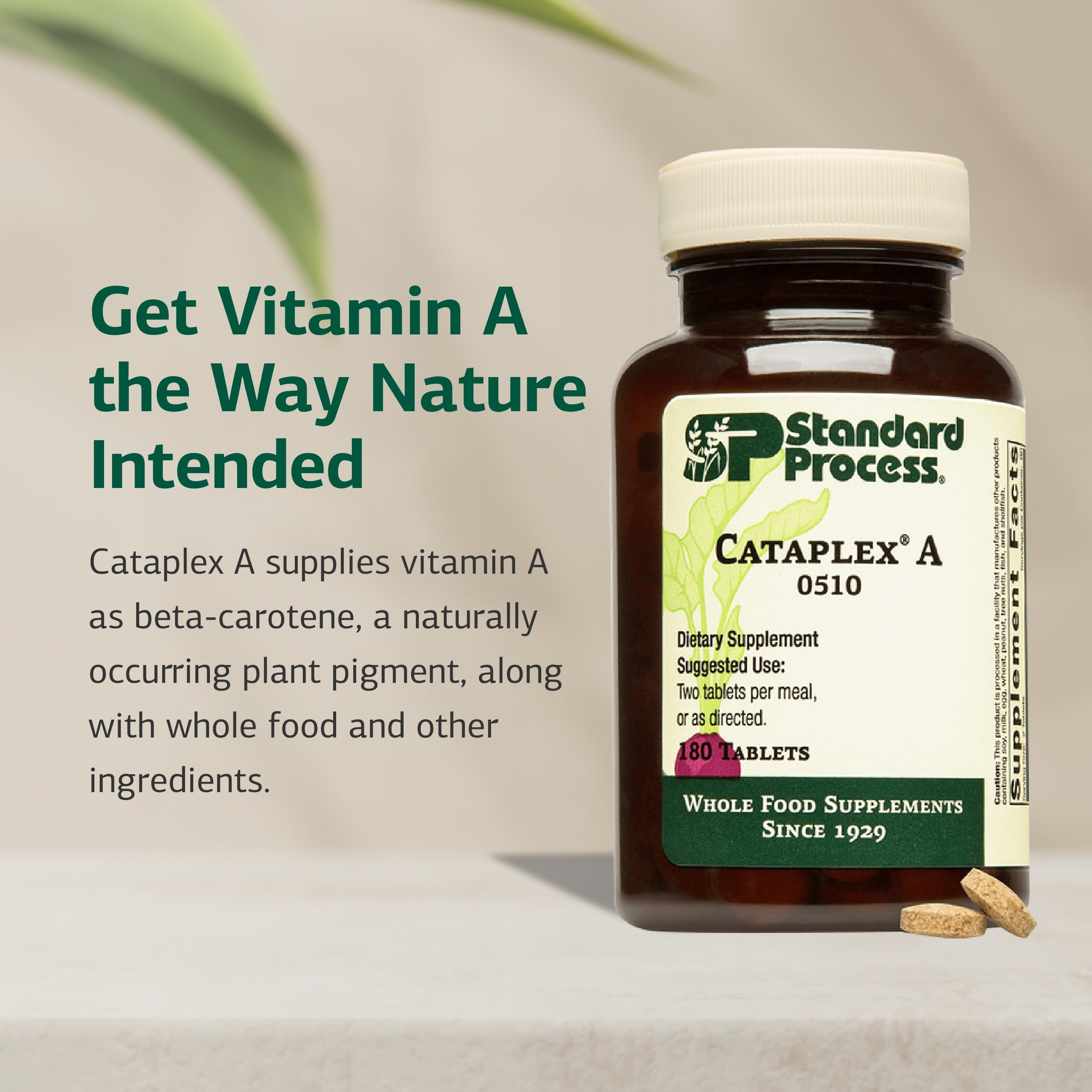 Etiqueta de Cataplex A muestra vitamina A antioxidante y origen alimentario.