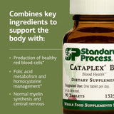 Standard Process Cataplex B12, tabletas en mano para uso diario.