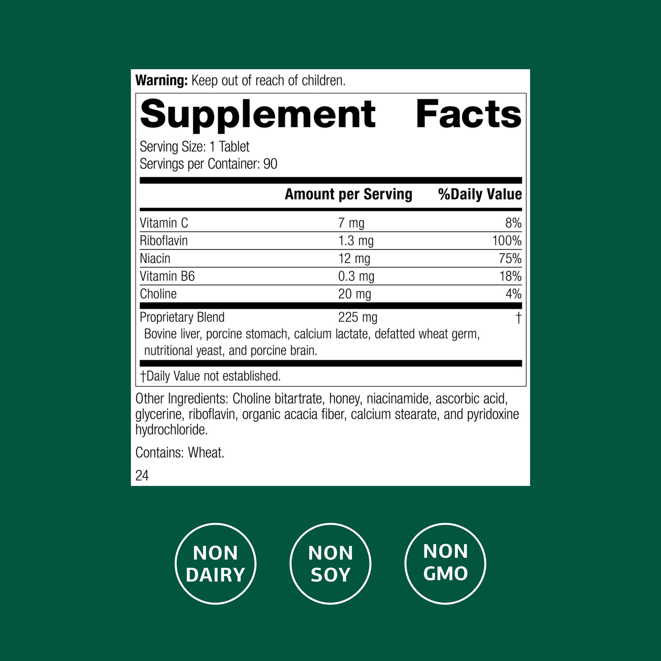 Etiqueta de Cataplex B2 muestra vitaminas B2 y B6 para metabolismo y neurotransmisión