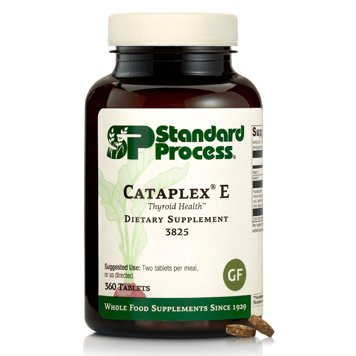 Cataplex E de Standard Process: botella frontal para apoyo endocrino diario.