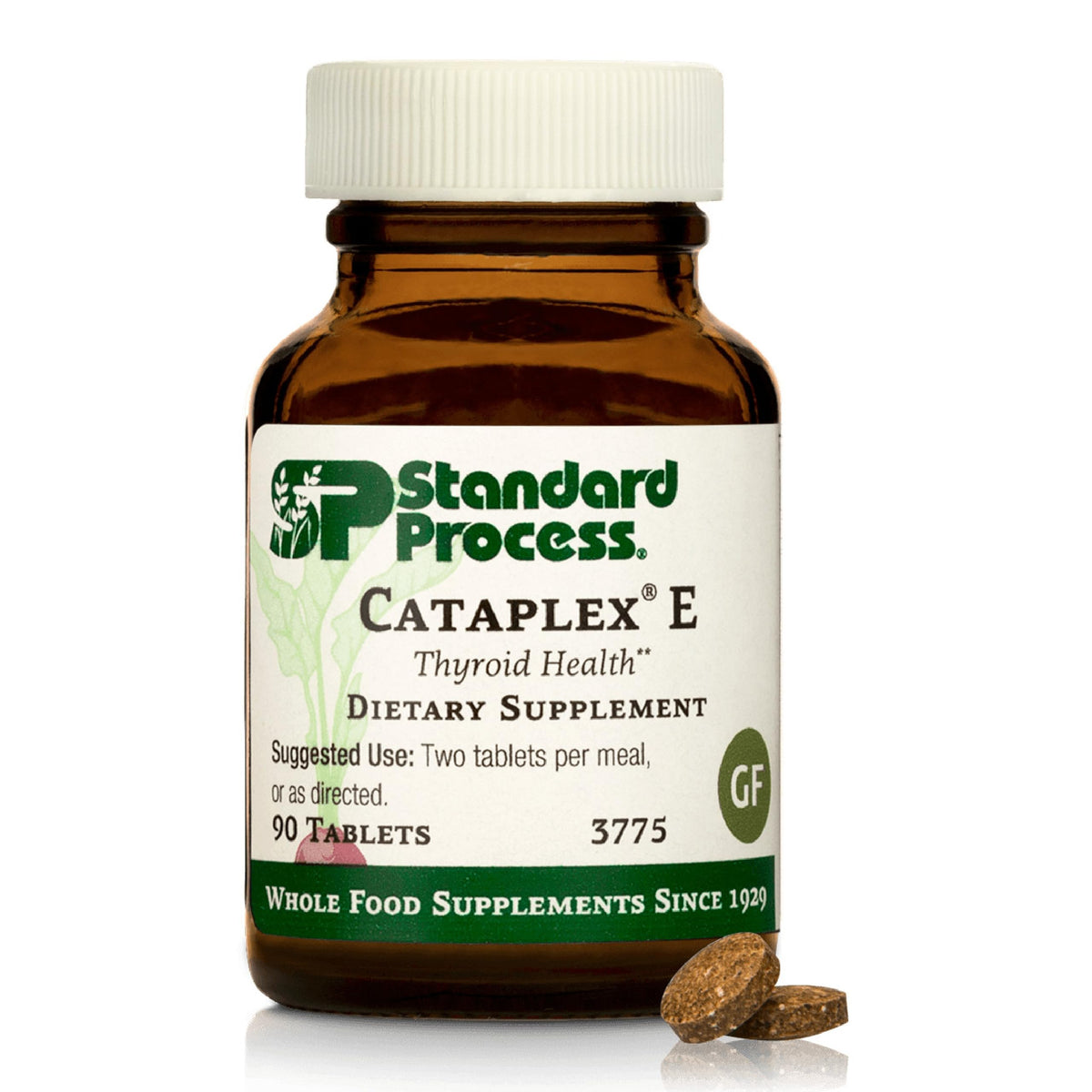 Cataplex E de Standard Process: envase-tabletas, soporte endócrino y antioxidante.