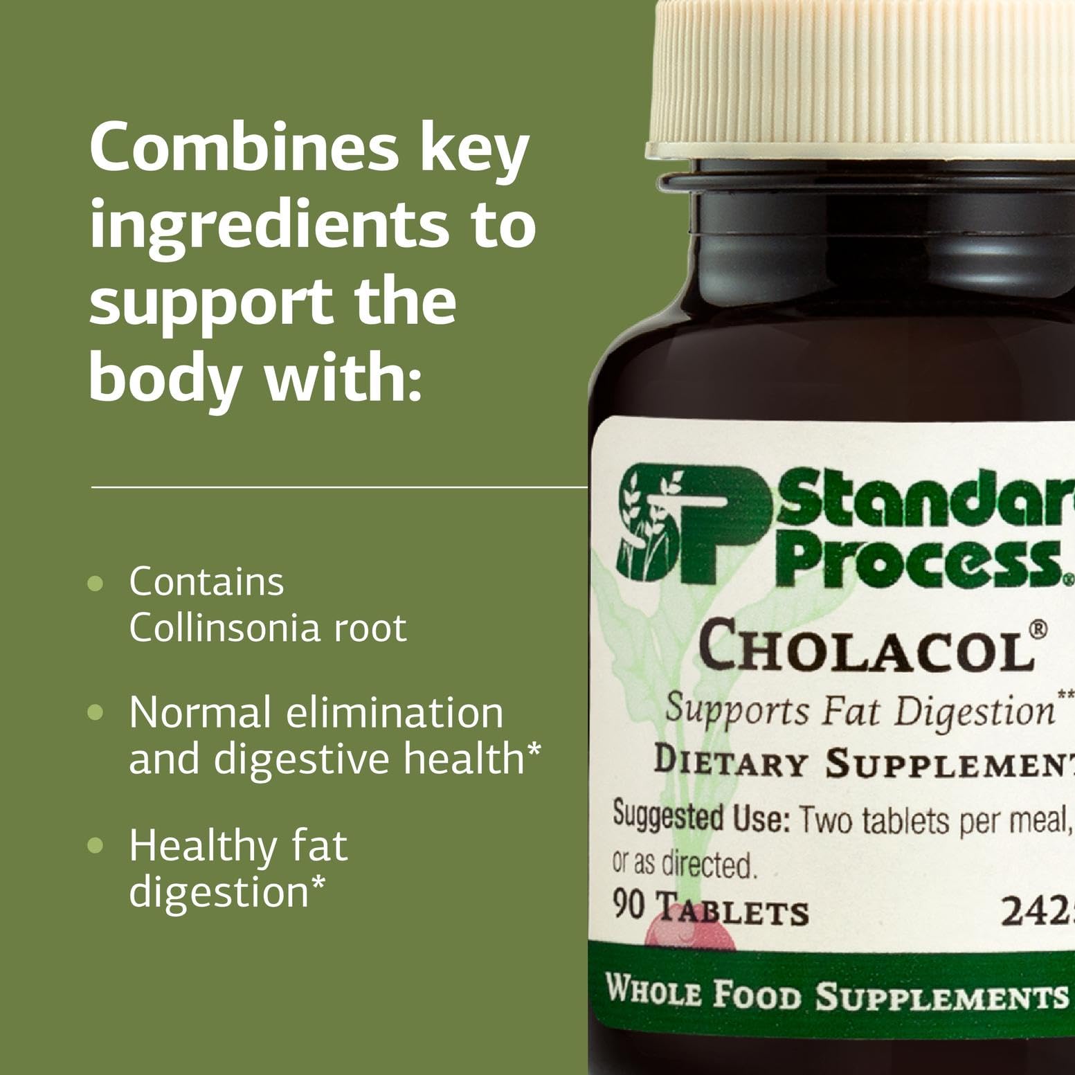 Standard Process Cholacol: envase libre de gluten para dietas específicas.