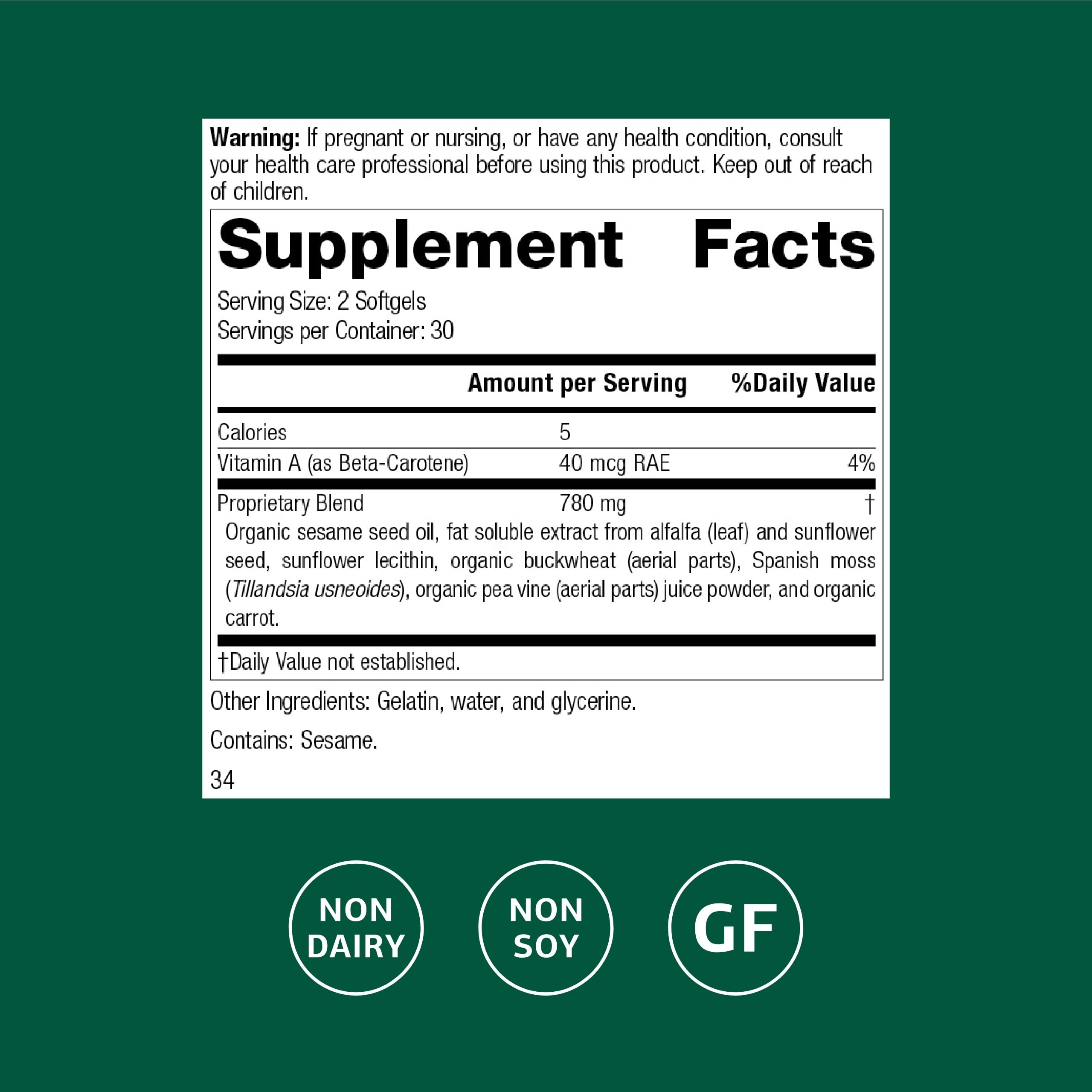 Standard Process Chlorophyll Complex en cápsulas suaves, fácil de tomar