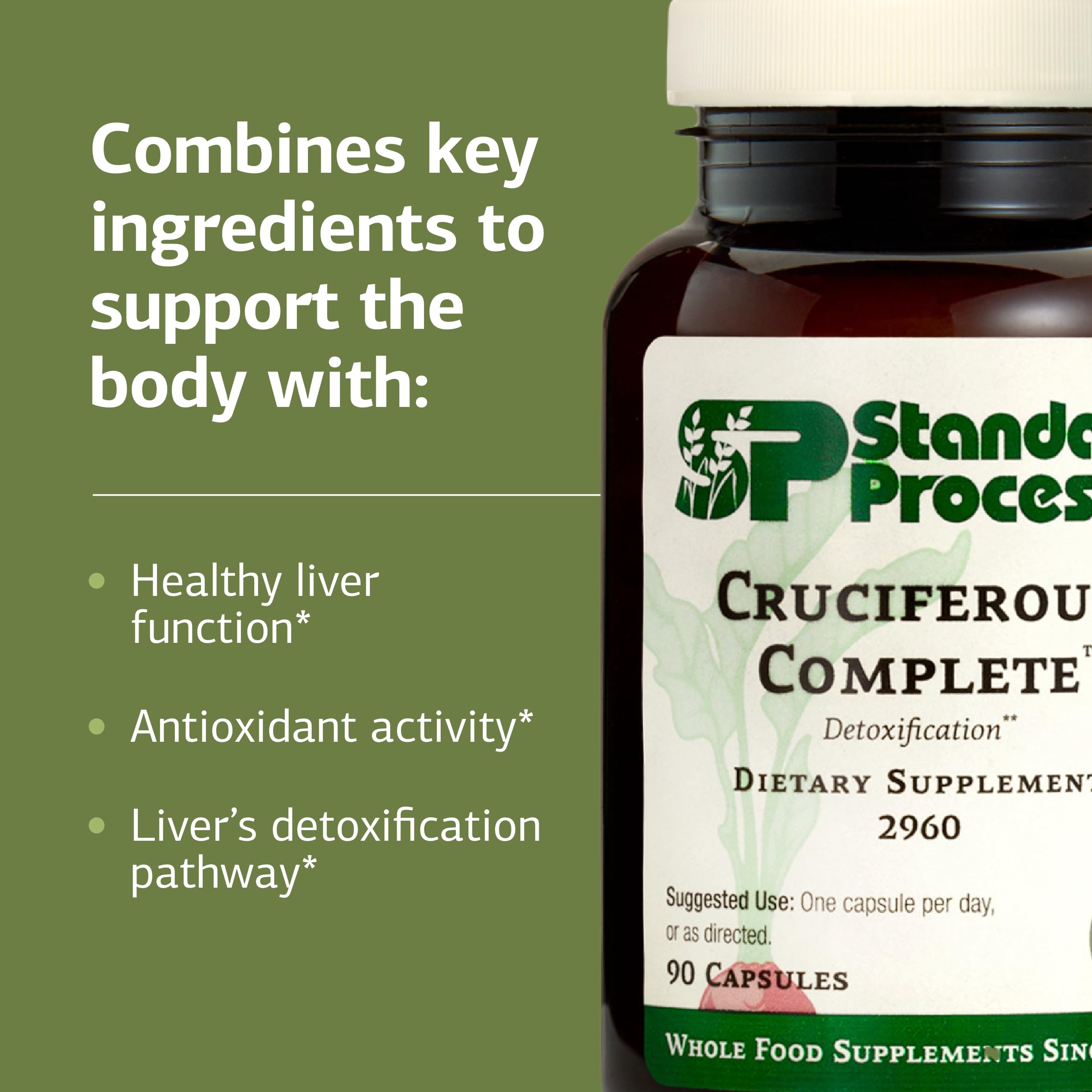 Standard Process Cruciferous Complete, coles de Bruselas orgánicas visibles