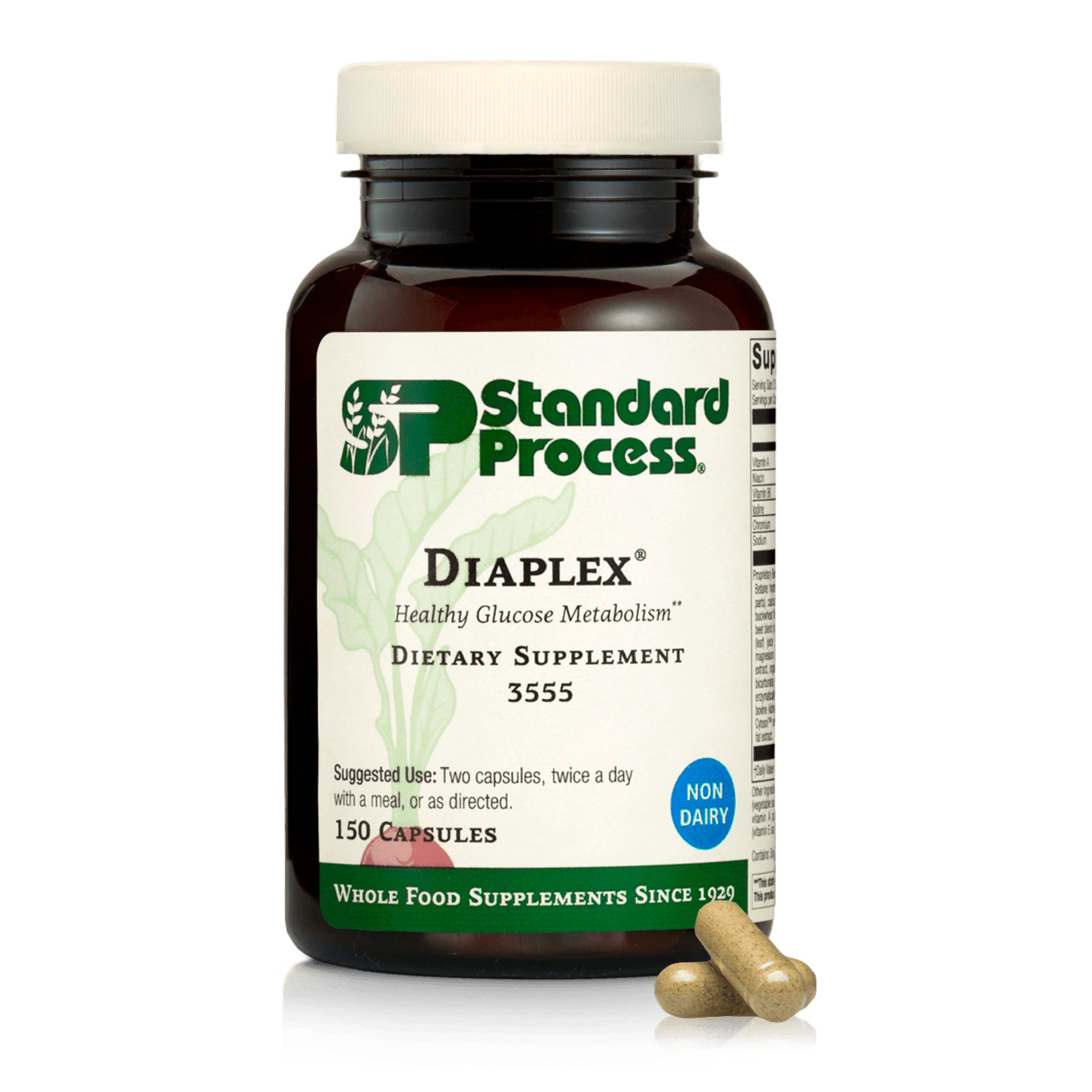 Standard Process Diaplex: botella y dosis diaria para soporte metabólico
