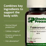 Standard Process Ferrofood: cápsulas en vaso con agua para una ingestión rápida.