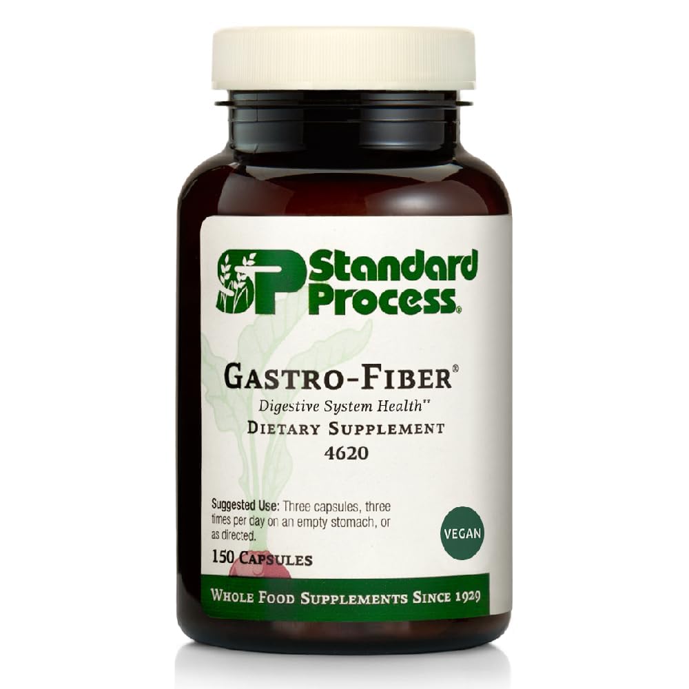 Standard Process Gastro-Fiber: bote de cápsulas para apoyo digestivo y microbiota.
