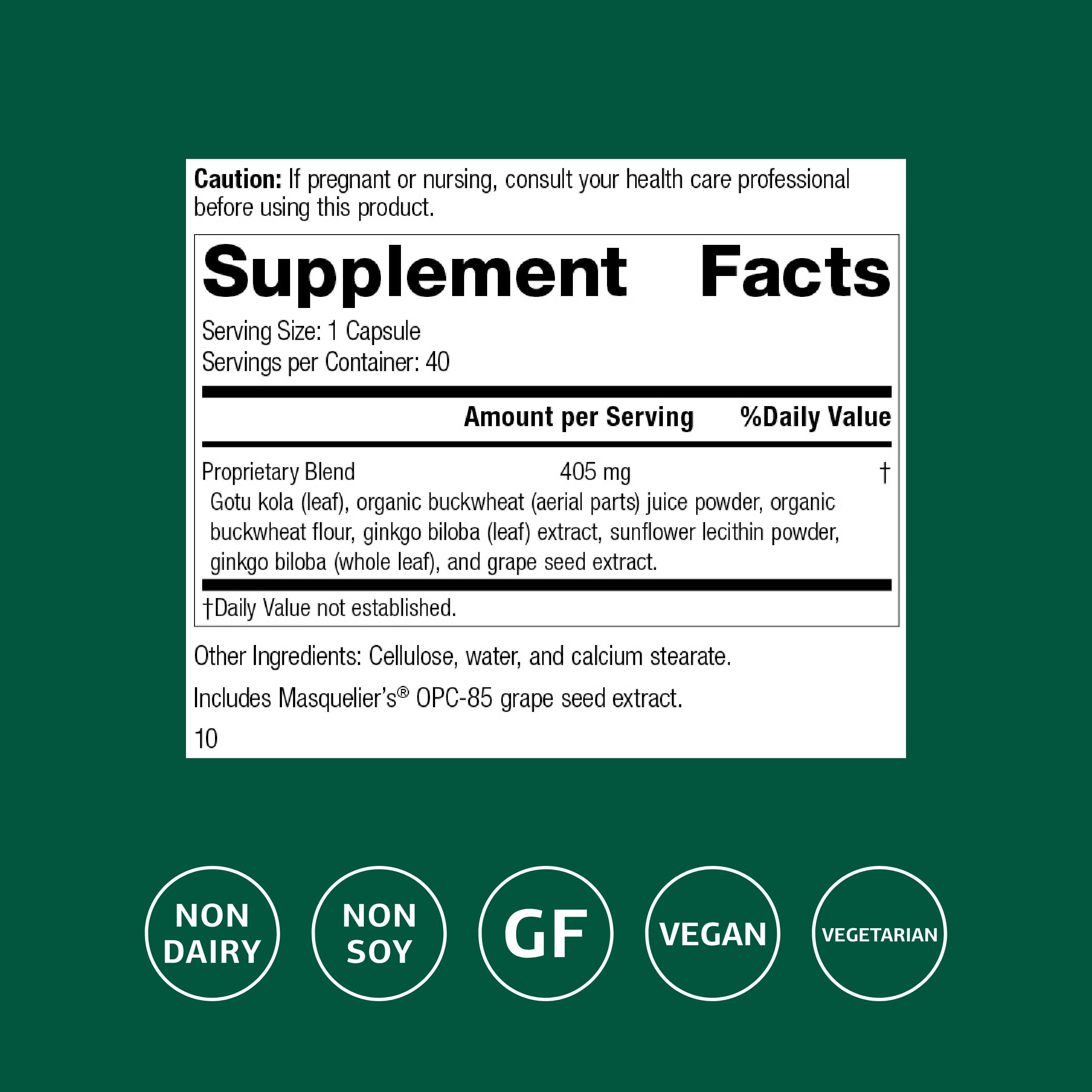 Standard Process Ginkgo Synergy ingredientes clave: ginkgo y harina de alforfón para antioxidantes.