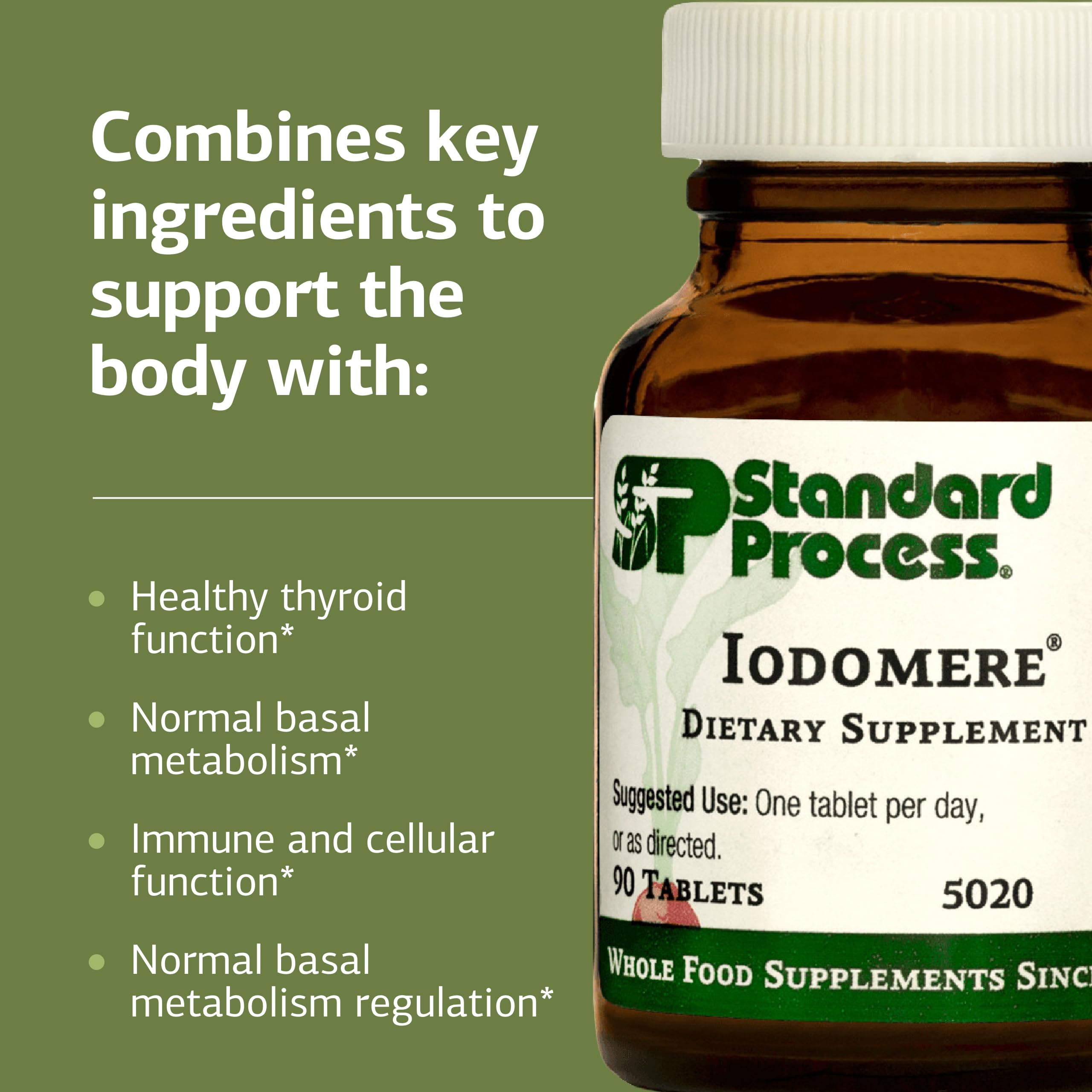 Standard Process Iodomere caja, presentación sin gluten, sin lácteos y sin soja.