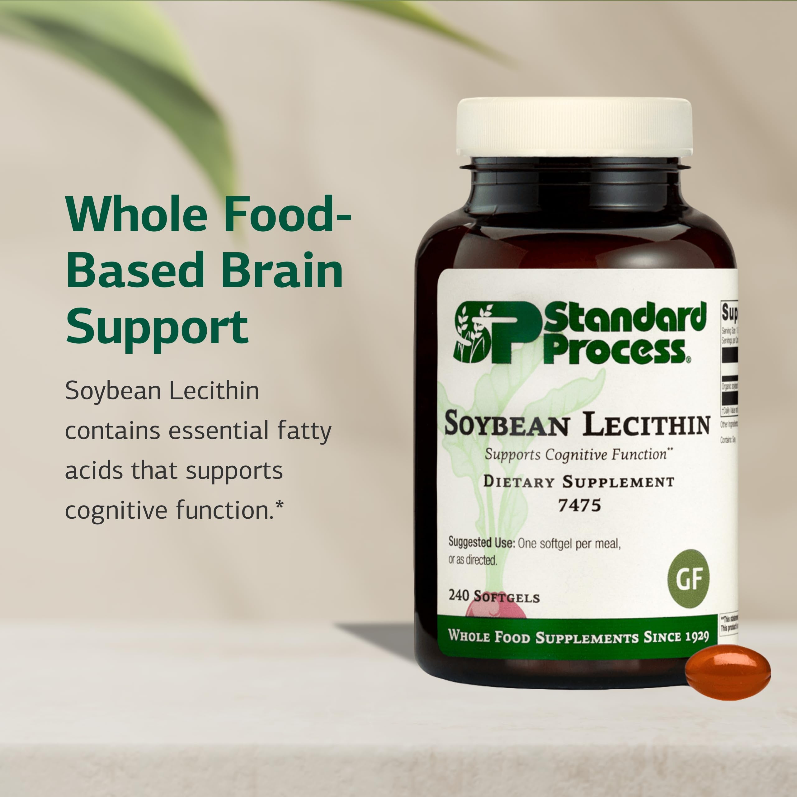 Standard Process Lecitina de Soja etiqueta del frasco con información de nutrientes