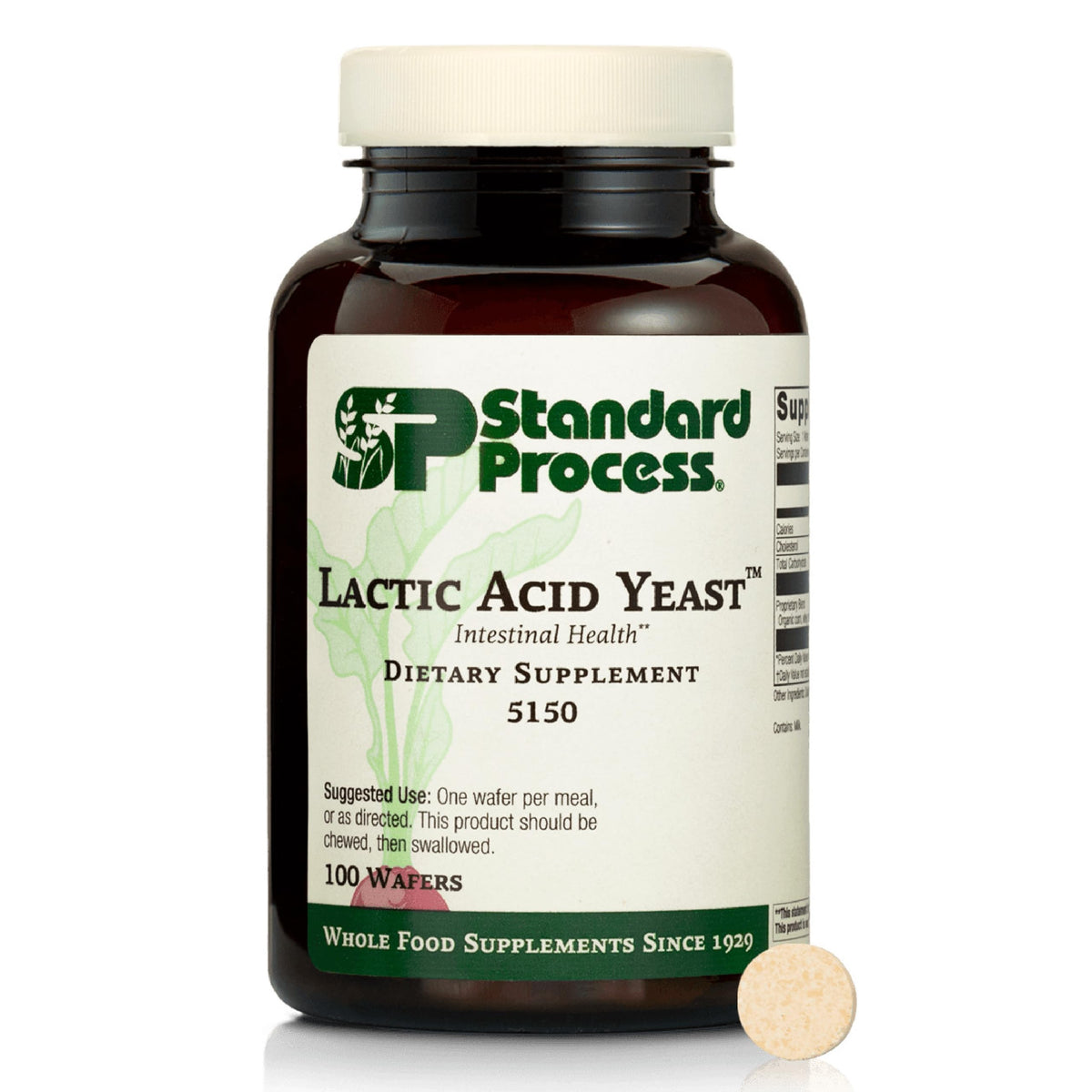 Standard Process Lactic Acid Yeast: botella, apoyo a la salud digestiva diaria.