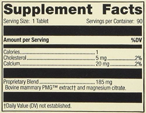 Standard Process Mammary PMG, etiqueta, identificación rápida para elegir este suplemento.