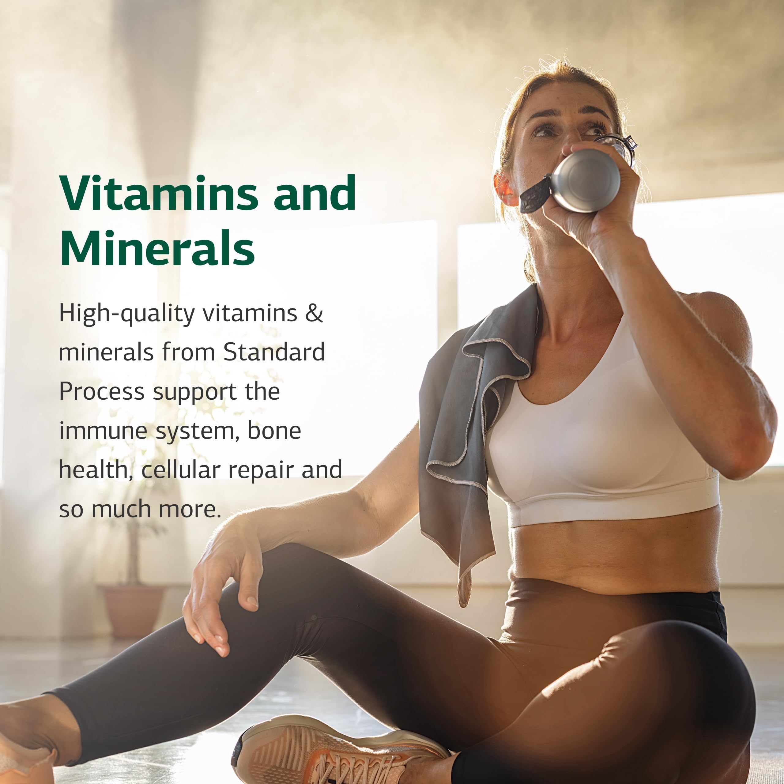 Standard Process Manganeso B12: empaque sin gluten y sin lácteos para dietas variadas.