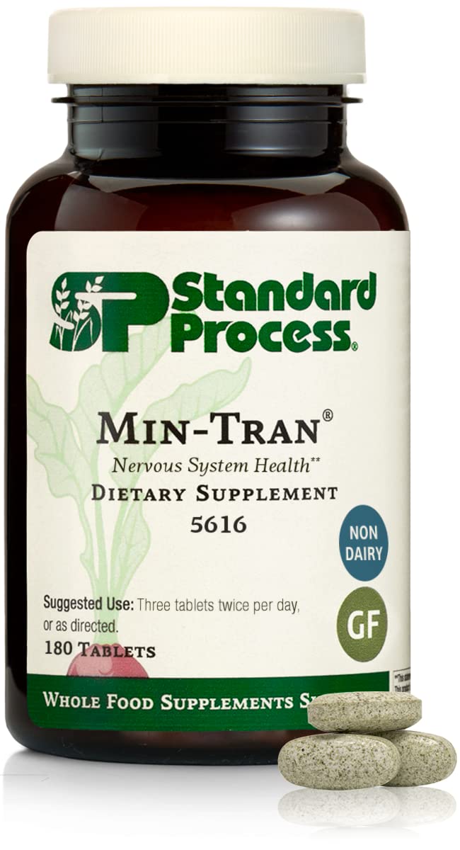Standard Process Min-Tran, frasco frontal de tabletas para apoyar el sistema nervioso.