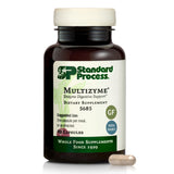 Standard Process Multizyme, botella frontal, práctico para apoyo digestivo diario.