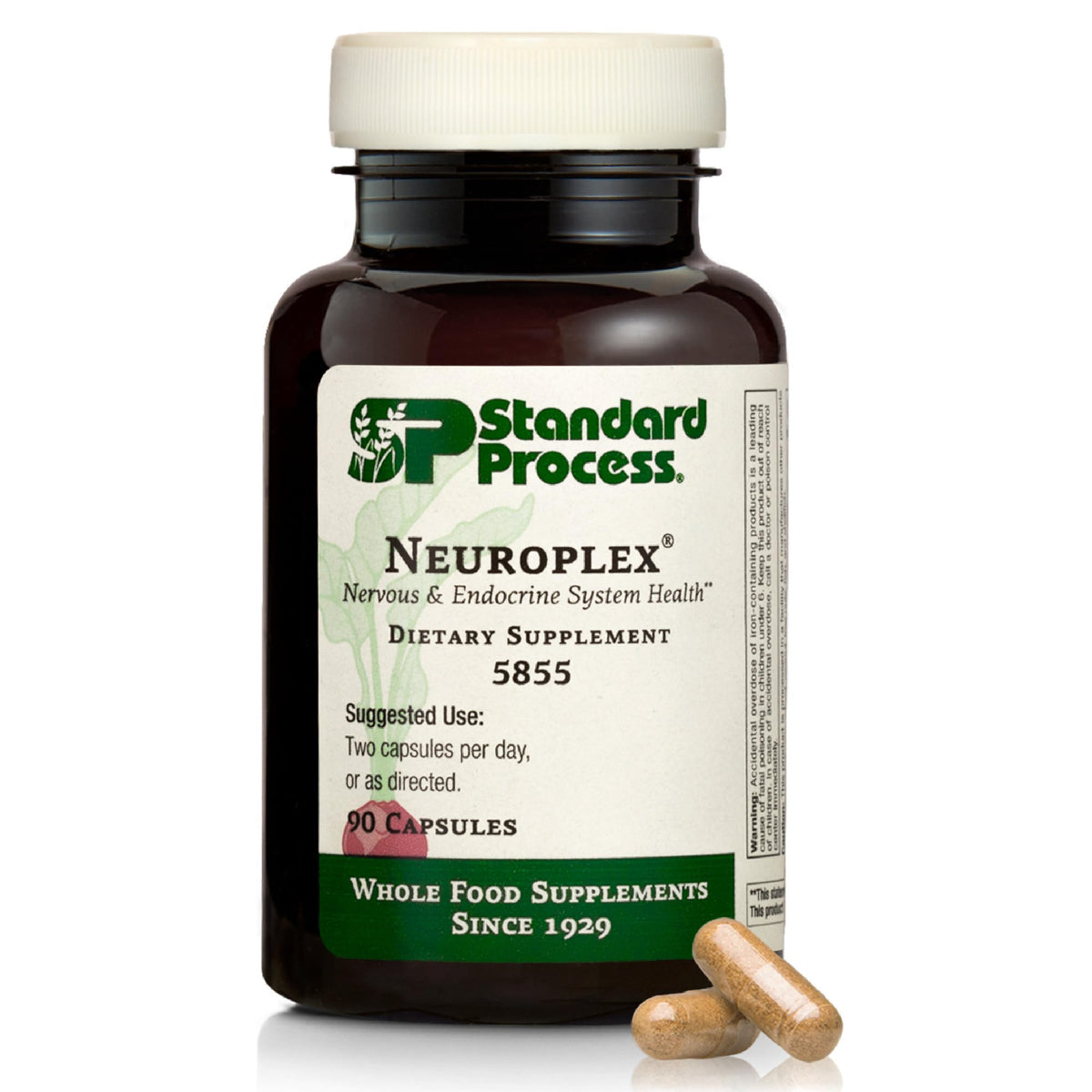 Neuroplex de Standard Process: etiqueta frontal, posible apoyo al sistema nervioso.