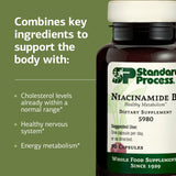 Standard Process Niacinamida B6, frasco y cápsulas, soporte potencial para la salud digestiva.