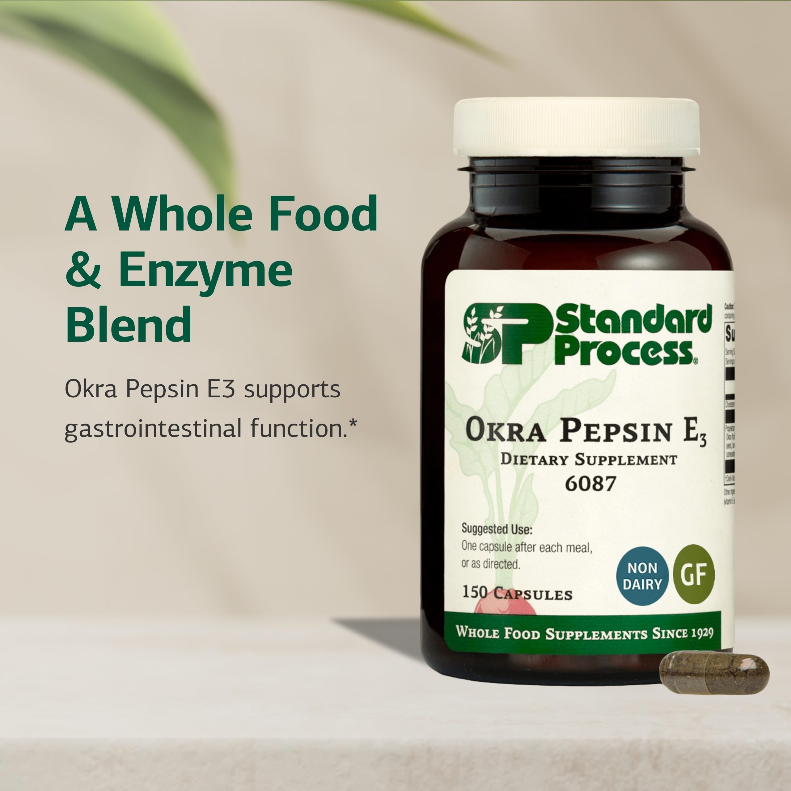 Standard Process Okra Pepsin E3: caja de presentación para fácil almacenamiento