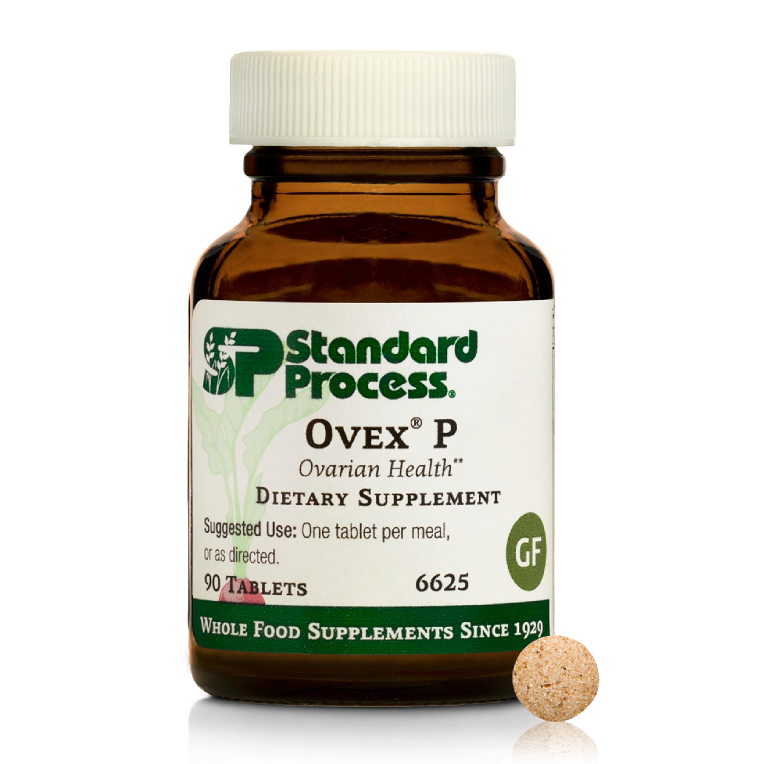 Standard Process Ovex P tabletas para apoyo diario con ingredientes de base alimentaria.
