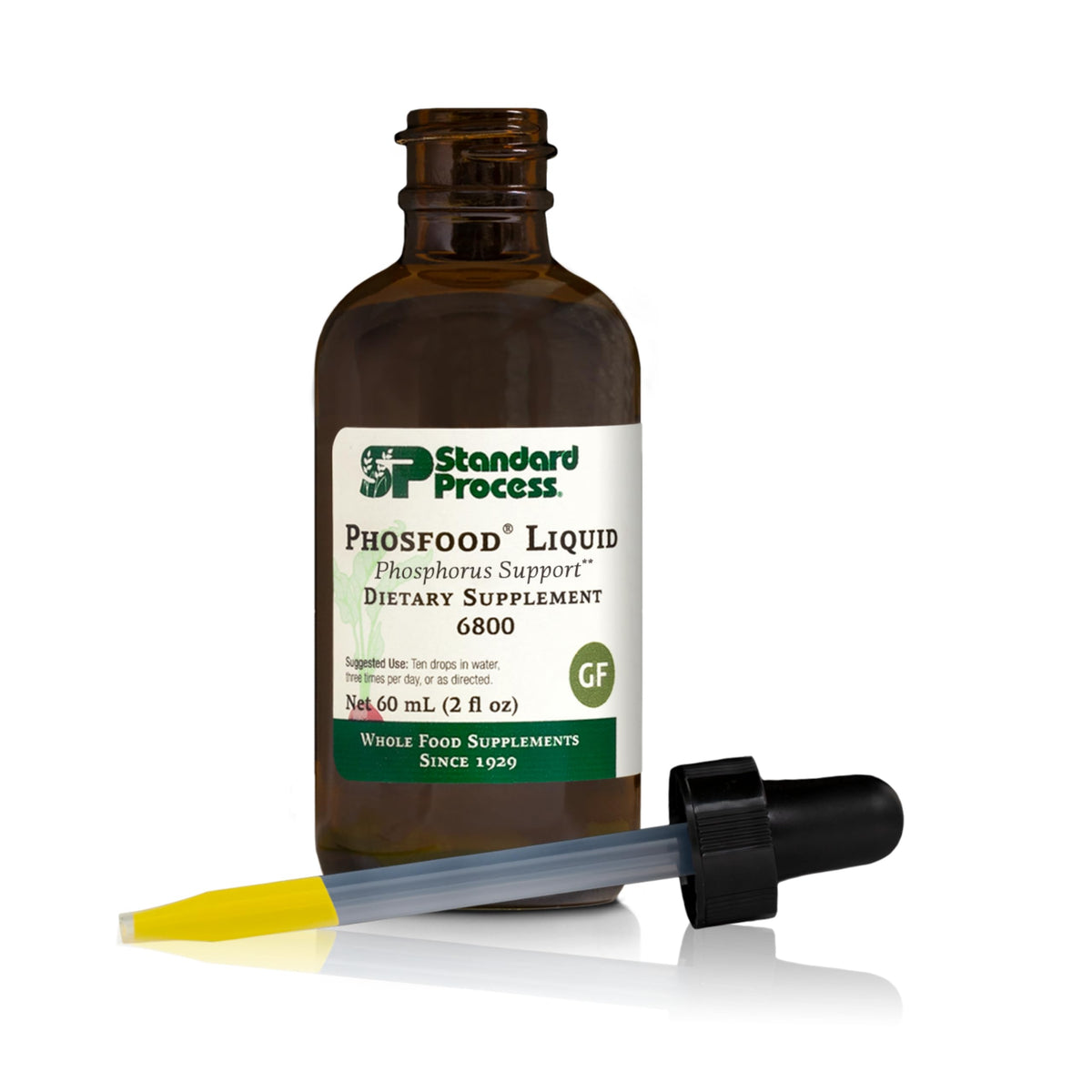 Phosfood líquido en botella Standard Process para equilibrio nutricional.