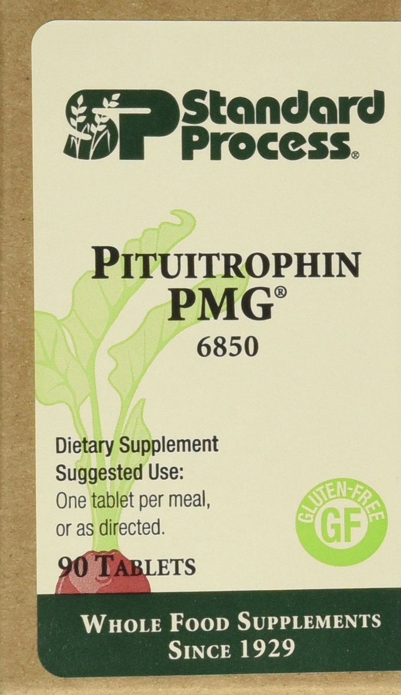 Standard Process Pituitrophin PMG Tableta 90 T frente de la caja, posible apoyo al bienestar diario