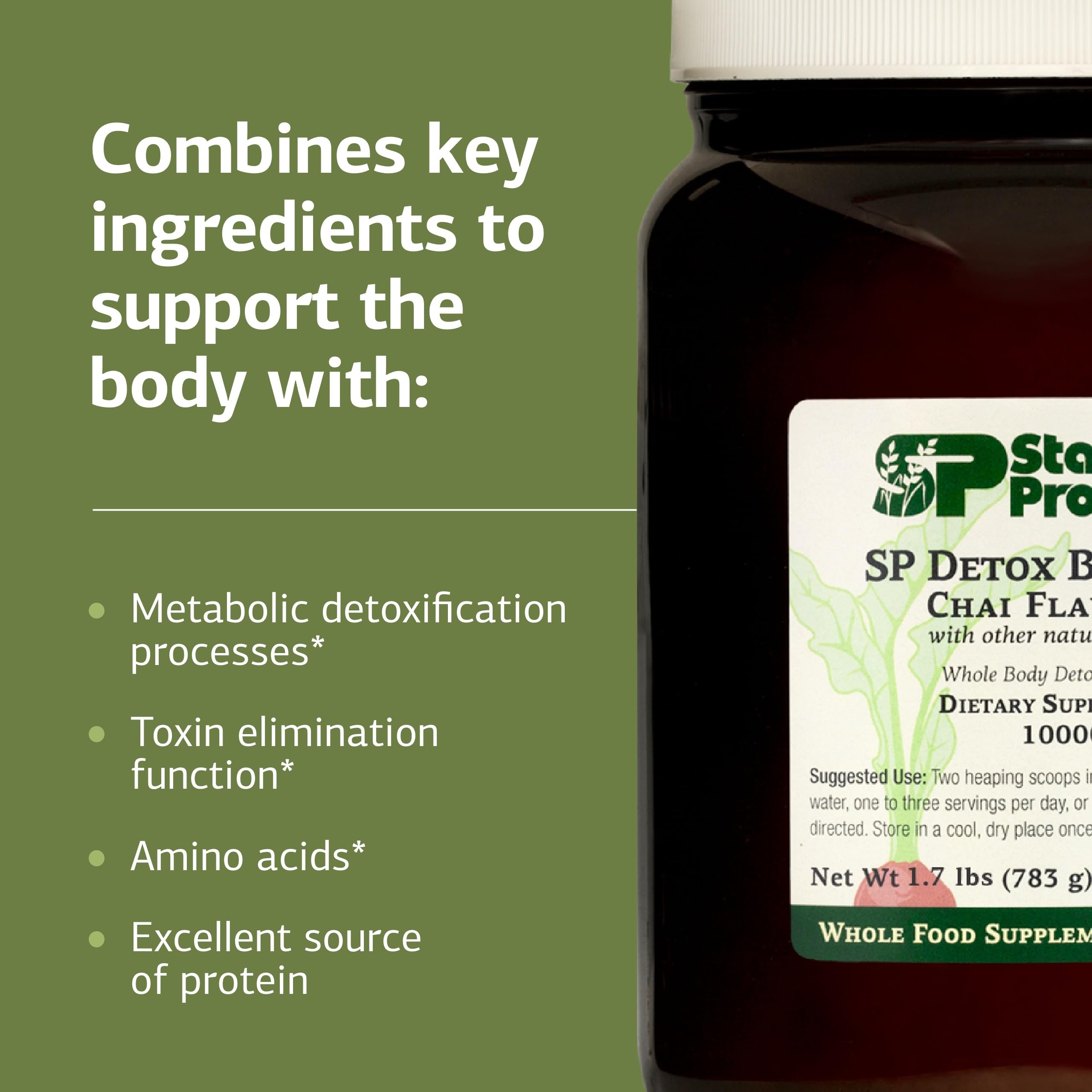 Standard Process SP Detox Balance Chai, ingredientes vegetales para la mezcla equilibrada