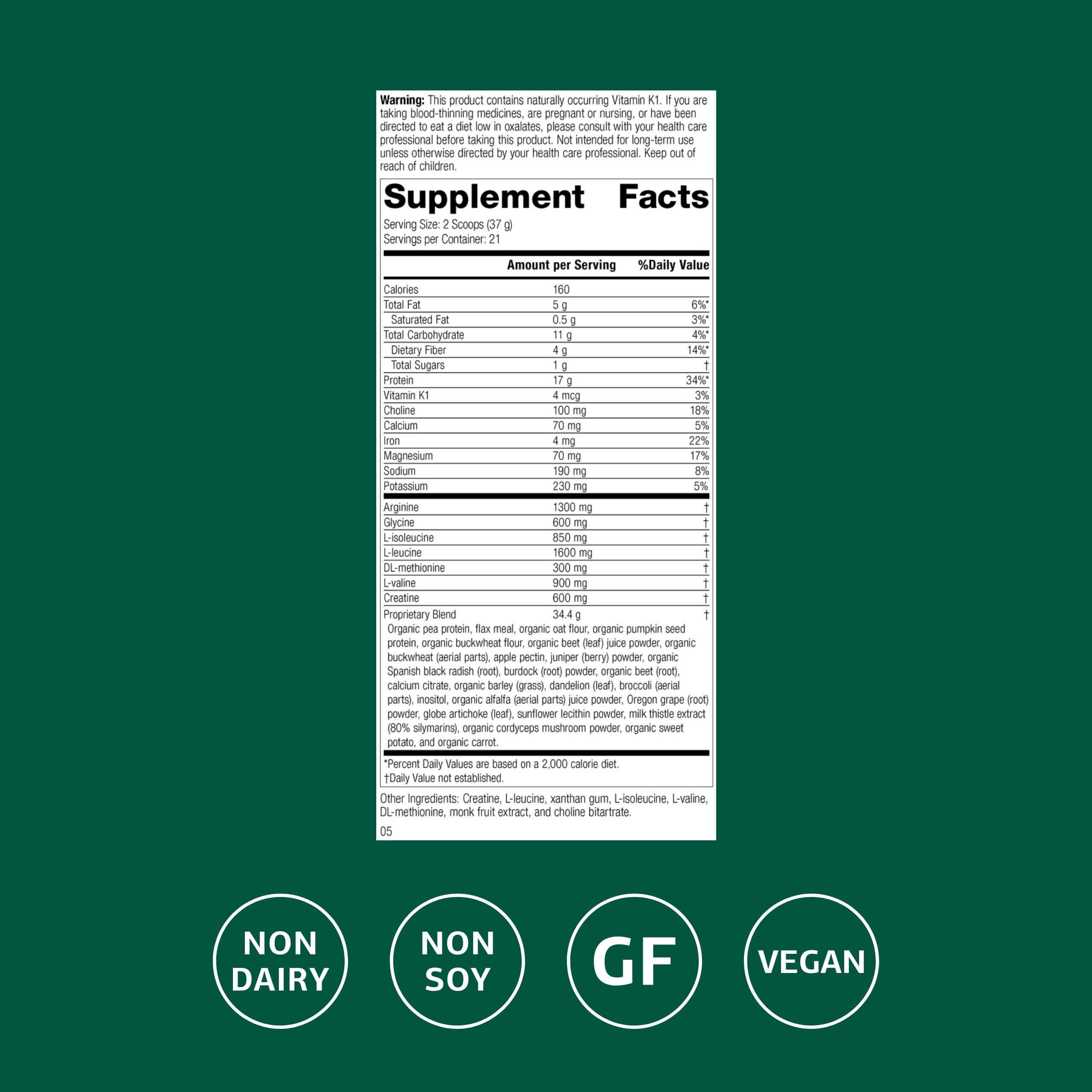 Etiqueta frontal de SP Detox Balance con información de ingredientes clave.