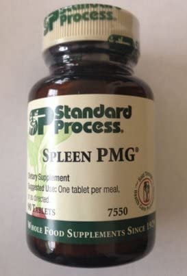 Standard Process Spleen PMG, vista frontal de la botella, posible apoyo a la función del bazo