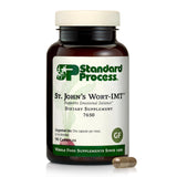 Standard Process St. John's Wort-IMT, botella derramando, posible apoyo para relajación.