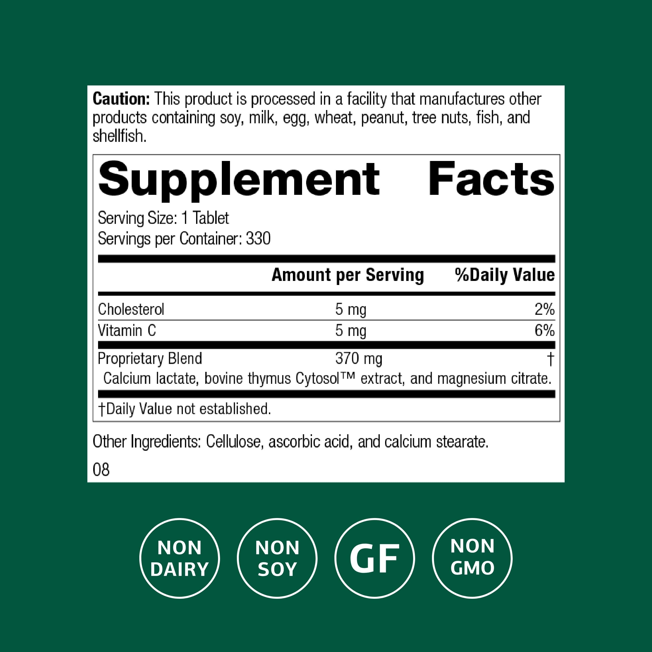 Standard Process Thymex Cytosol, botella de tabletas para uso diario.
