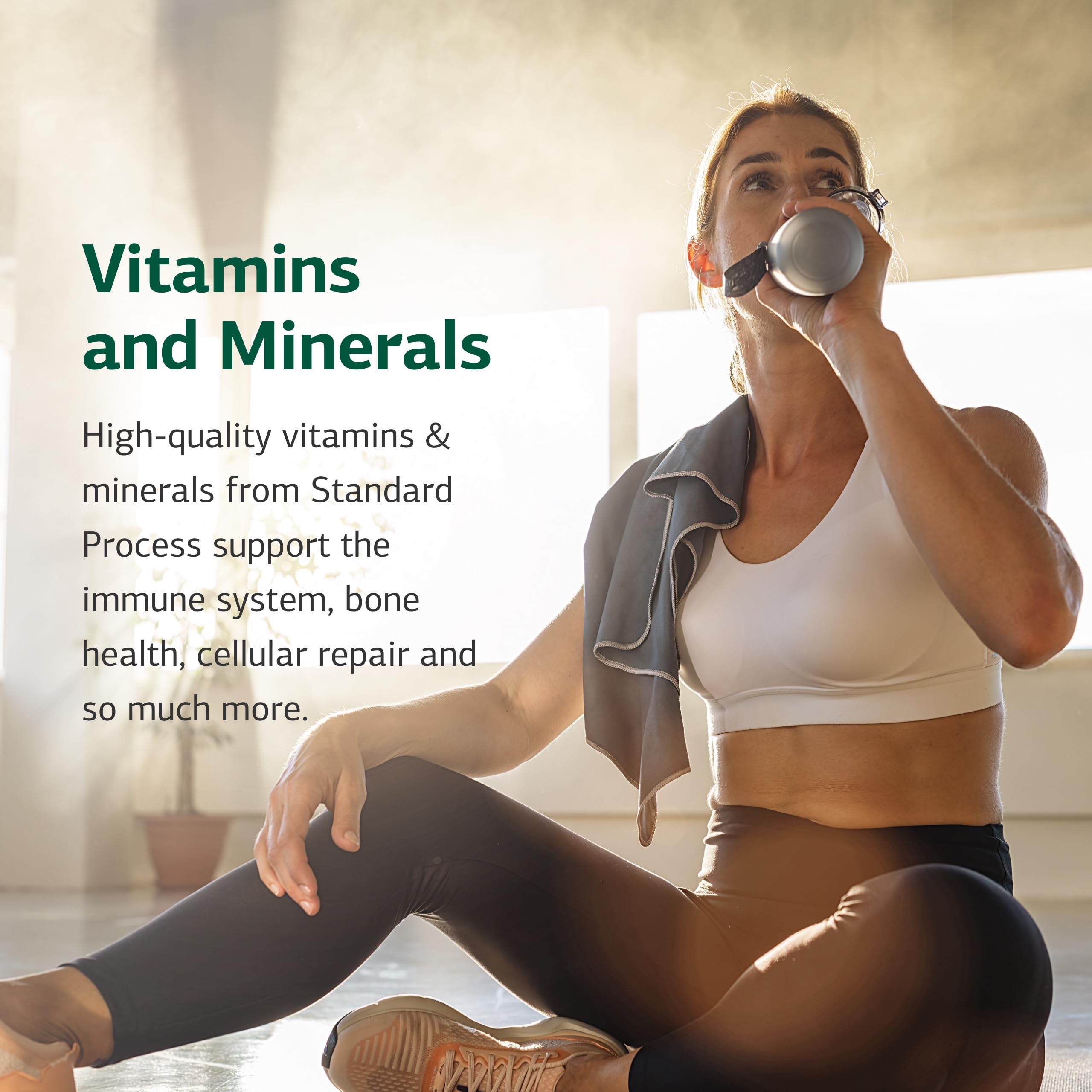 Standard Process Trace Minerals-B12: ingredientes clave como yodo, zinc y cobre.