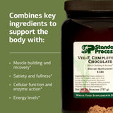 Cuchara medidora Veg-E Complete Pro Chocolate facilita porciones precisas.