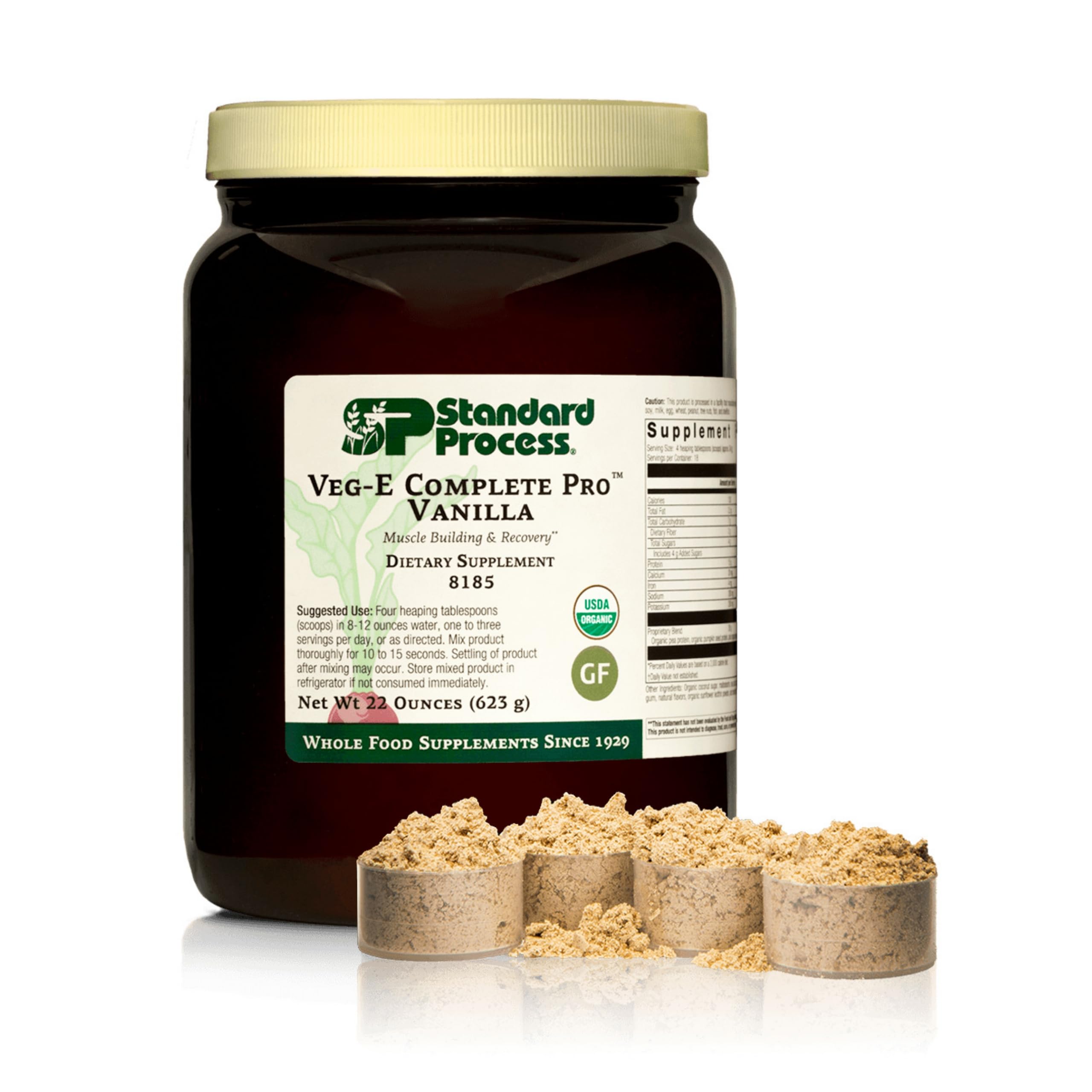 Standard Process Veg-E Complete Pro envase con proteína vegetal orgánica para recuperación muscular.