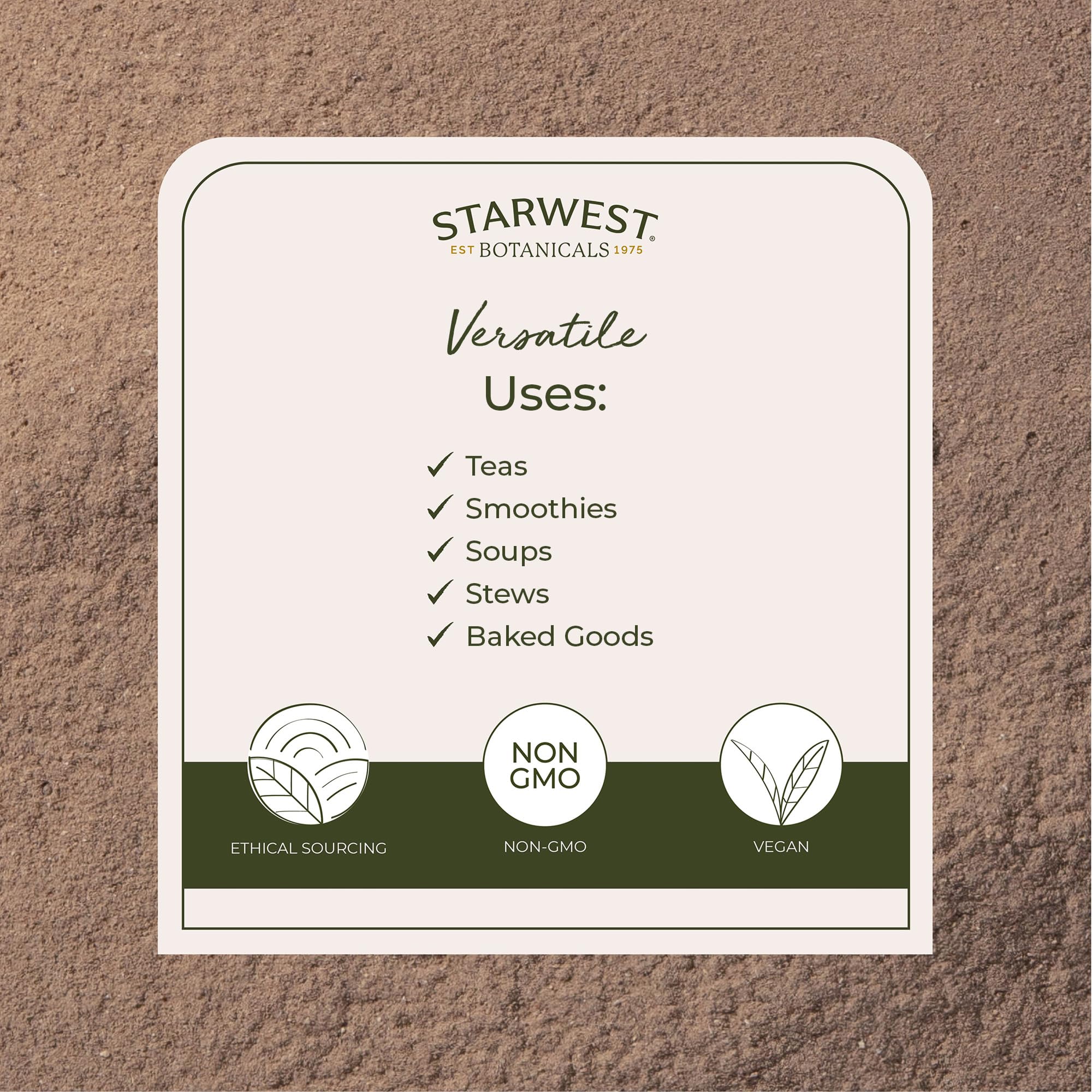 Starwest Bardana en polvo para infusiones y tés aromáticos.