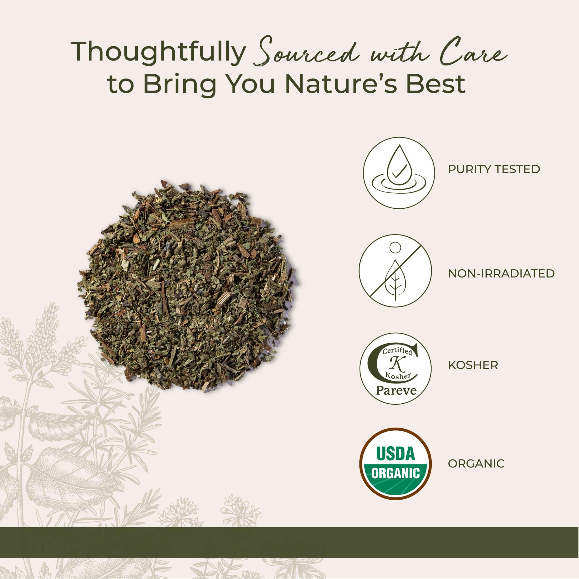 Starwest Botanicals Comfrey, hoja seca orgánica certificada y kosher.