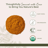 Starwest Botanicals cúrcuma molida en cuenco, color dorado intenso para guisos.