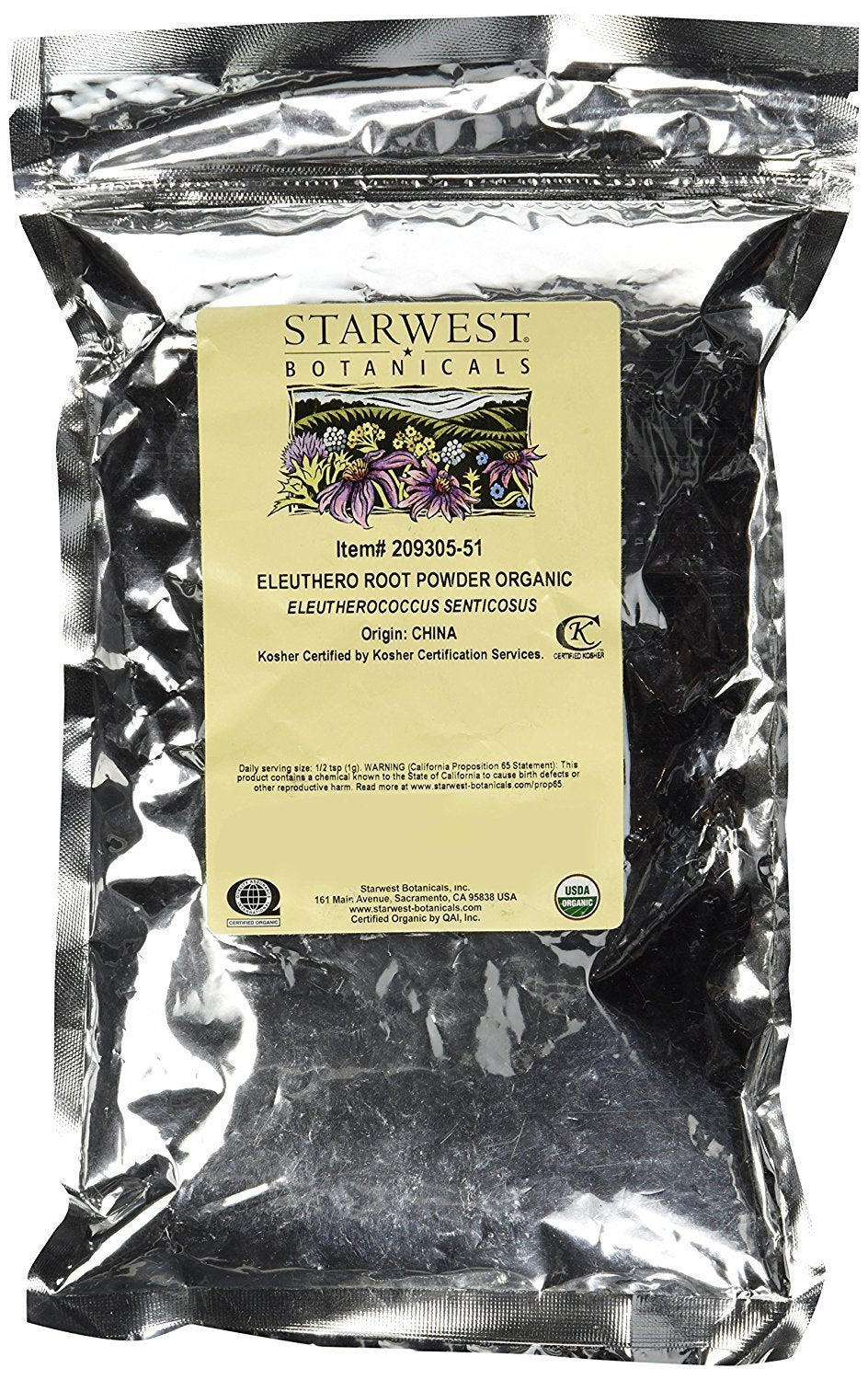 Starwest Botanicals Eleuthero raíz polvo, apoyo a la energía diaria.